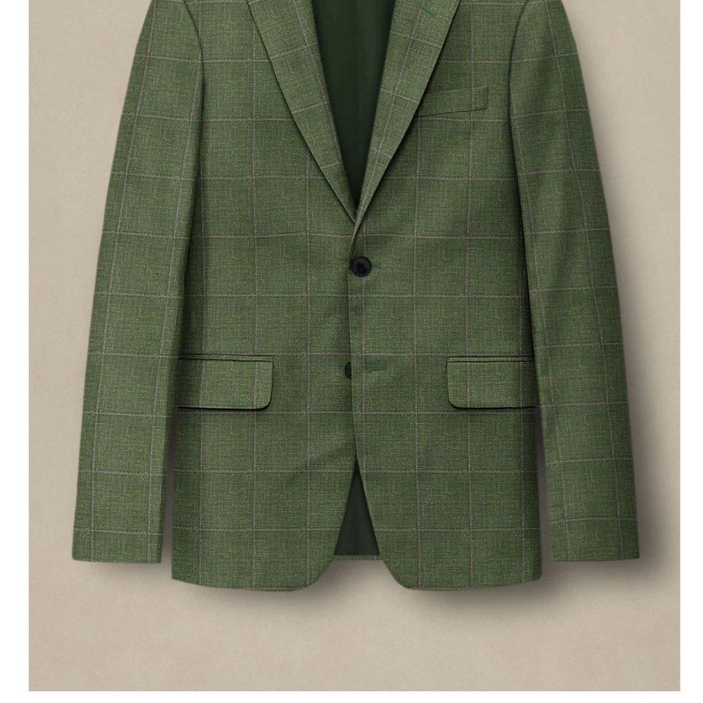 Classic Green Checkered Men's Blazer